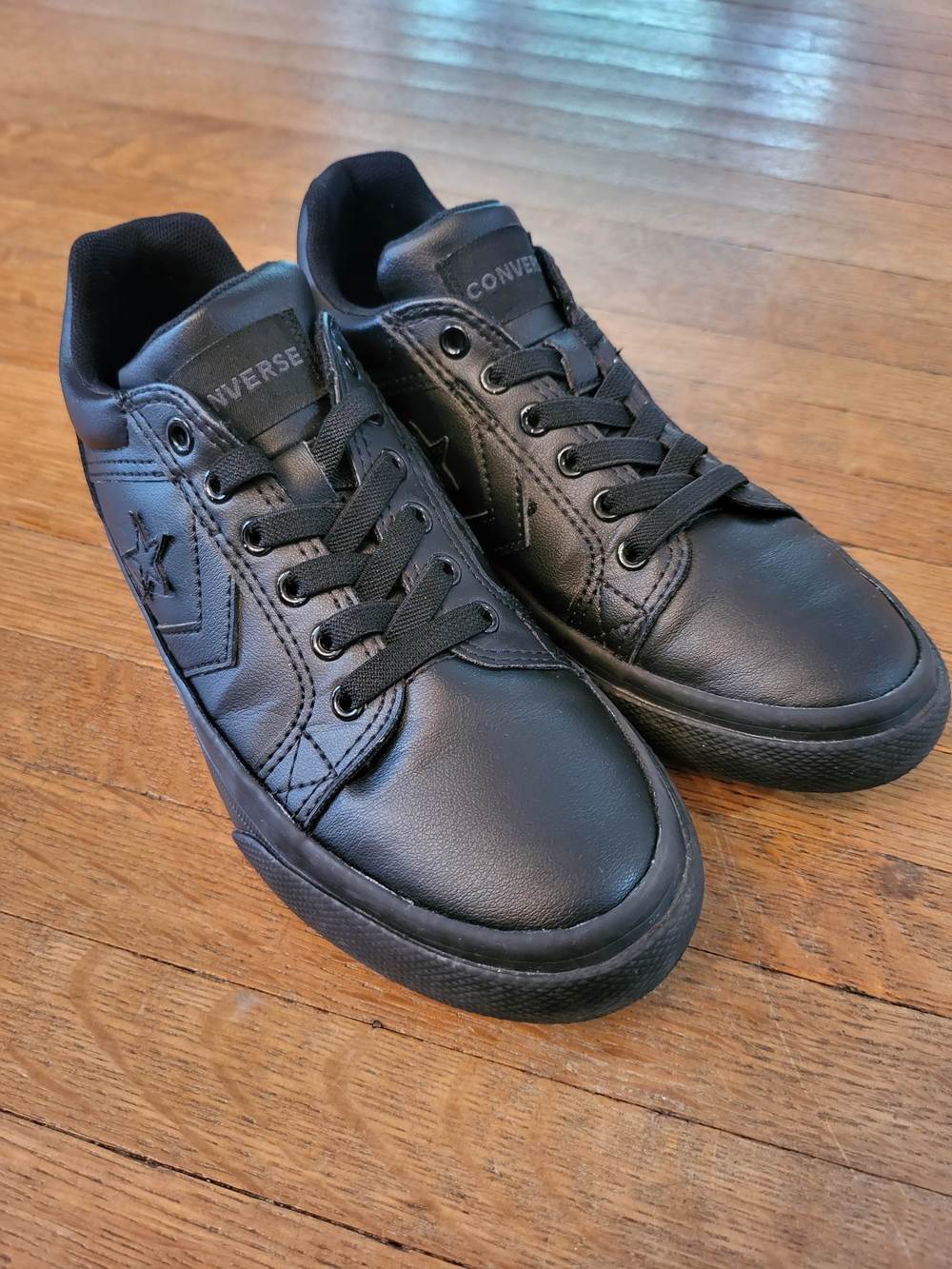 Converse Kids Black Low-Top Leather Sneakers